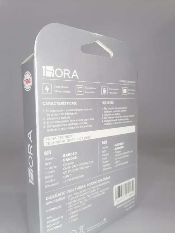 CARGADOR 1HORA 10W TIPO C